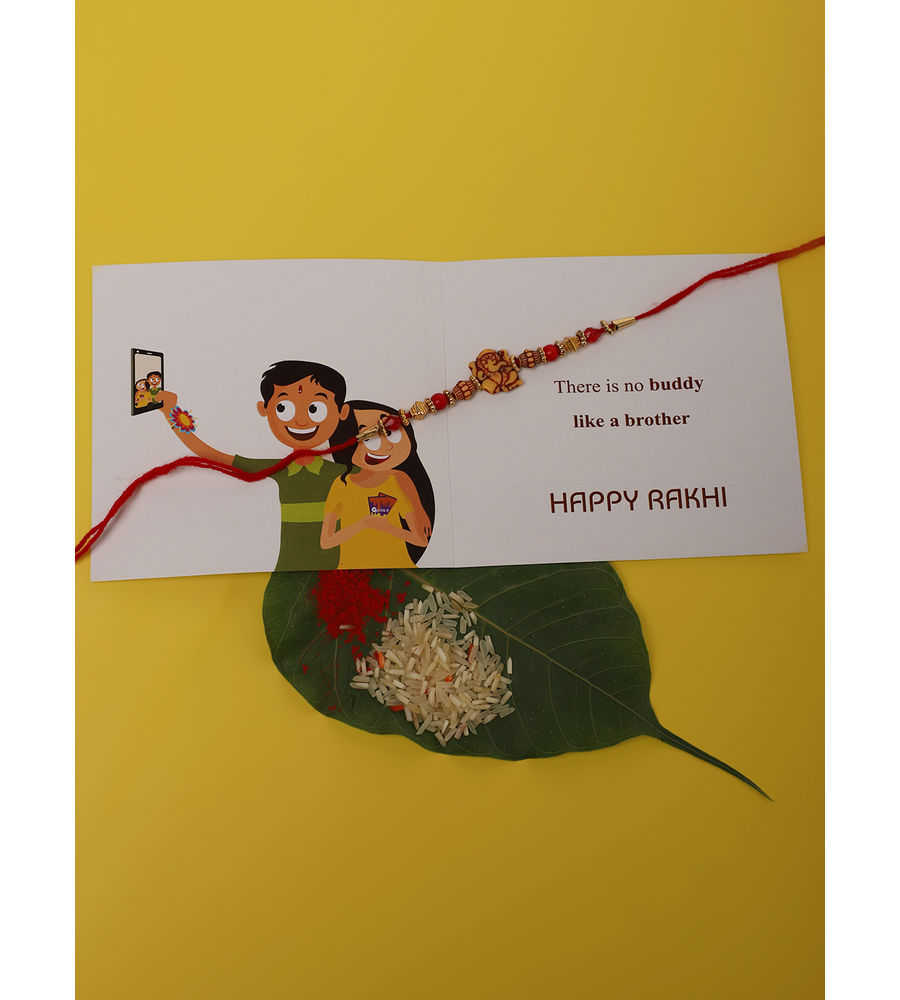 YouBella Designer Bracelet Rakhi and Greeting Card Combo Set for Brother Raksha Bandhan Gift for Brother (Style 3)